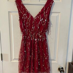 Red Sequin Dress by Southern Fried Chics Size Small.  New with tag.